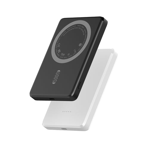 Batterie externe magnétique 5000mAh - vue principale Noir et Blanc