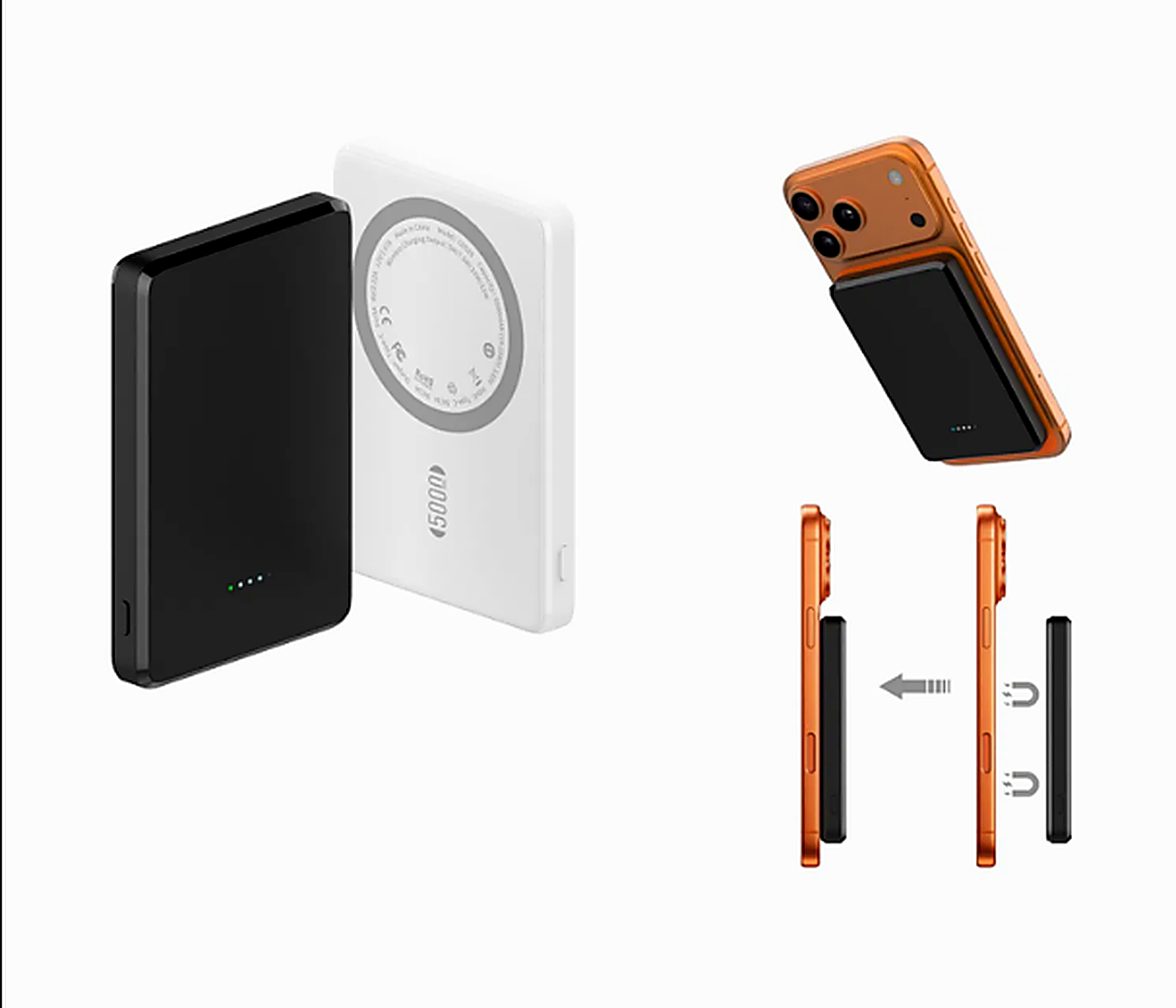 Batterie externe magnétique 5000mAh - fixation magnétique sur iPhone