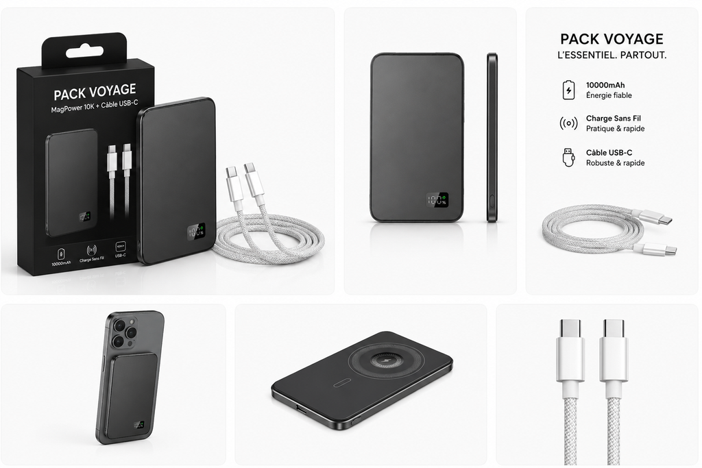 ElectroShop World - Pack Voyage MagSafe - batterie MagSafe en situation de charge