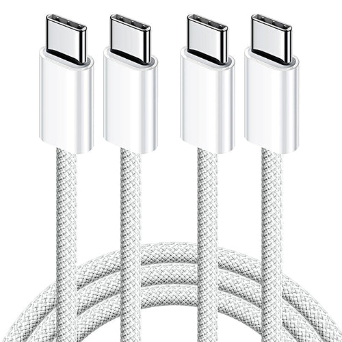 ElectroShop75 - Câble USB-C tressé 60W - pack 4 câbles vue éventail fond blanc