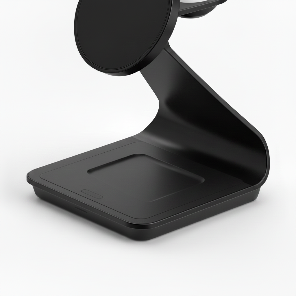 Détail base AirPods - chargeur sans fil 3-en-1 noir