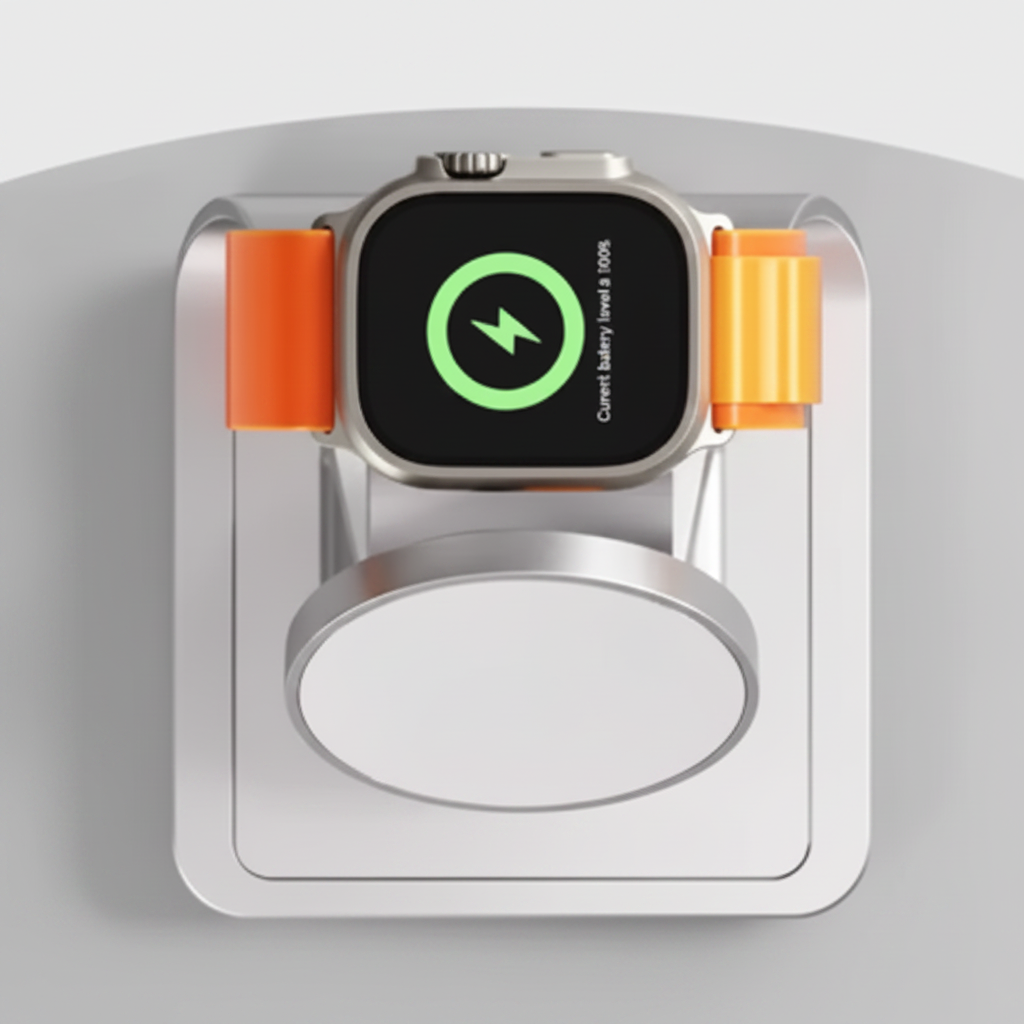 Chargeur sans fil 3-en-1 avec Apple Watch - gris métallique