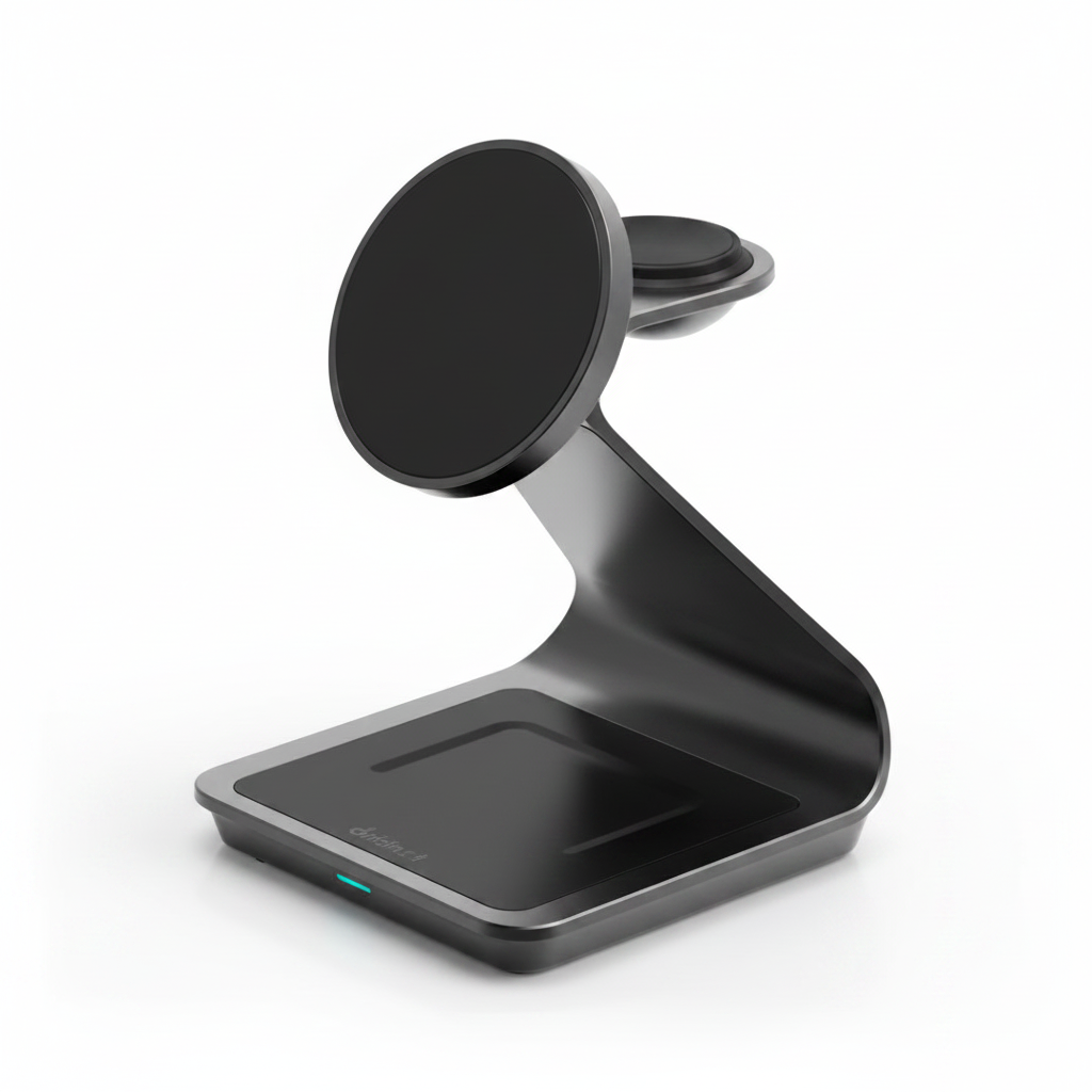 Chargeur sans fil 3-en-1 Apple - fond blanc